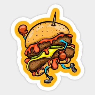 Fast Food Beef burger Hamburger Cheeseburger Cartoon Character Sticker